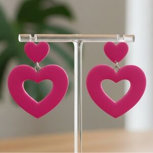 Two-Tier Heart Drop - Handmade Earrings - Valentine’s Day